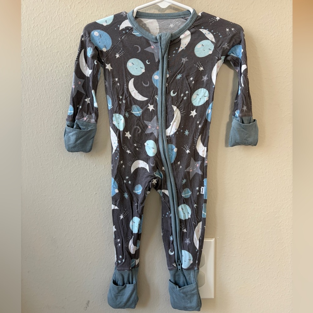Little Sleepies Gray and Blue Moon Kids Footie